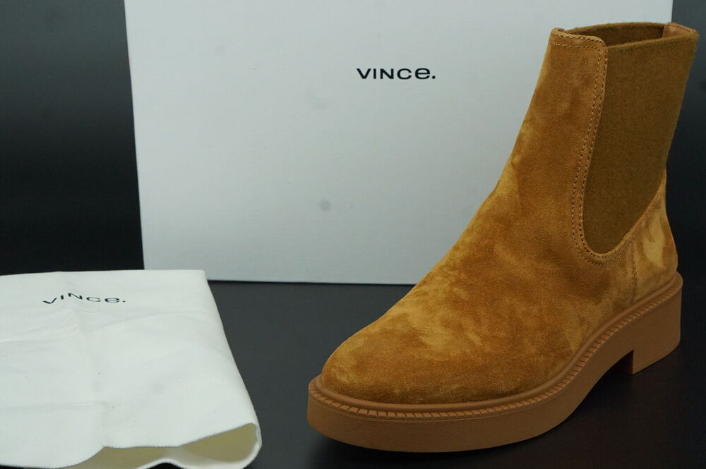 Vince Kegan Brown Suede Leather Chelsea Ankle Boots SZ 9 New $395 Women's